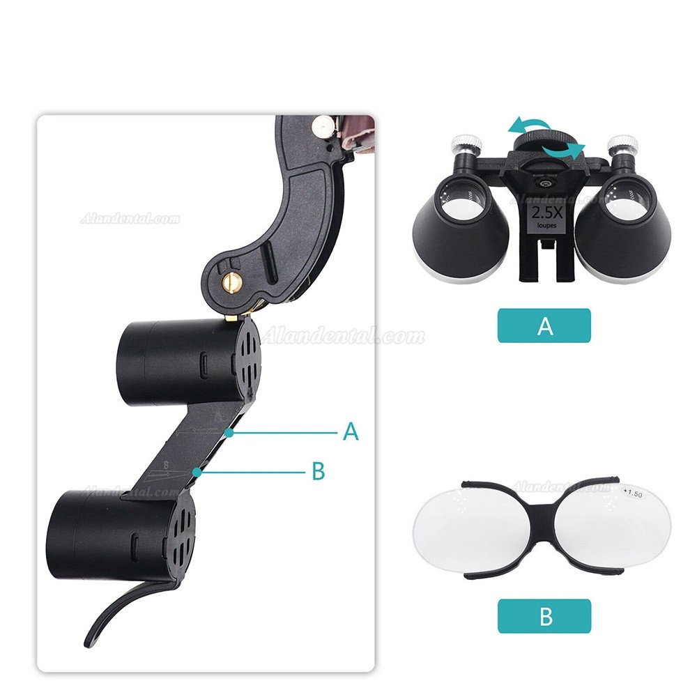 5X / 6X Dental Binocular Loupe with 5W LED Headlight + Presbyopic glasses